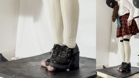 Mistress Dolores Slave - Demented Schoolgirl Crushing Stomping Shoejob in my and Chunky Patent Brogues [HD 720P]