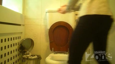 Hidden-Zone.com- Wc3163 Tanned girl in black panties pee while standing. View from two cameras. Great back camera fo