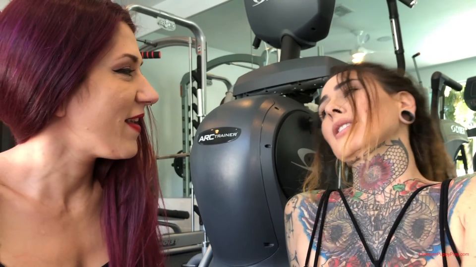 Femdom Puppy Play - Sorceress Morgana and Lady Velvet Bring Boy to the Gym [FullHD 1080P]