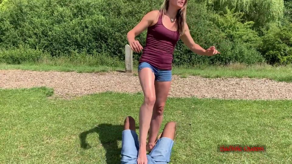 Sadistic Queens - Squishysax - Goddess Serena and Mistress Krush - Public Ballbusting [FullHD 1080P]