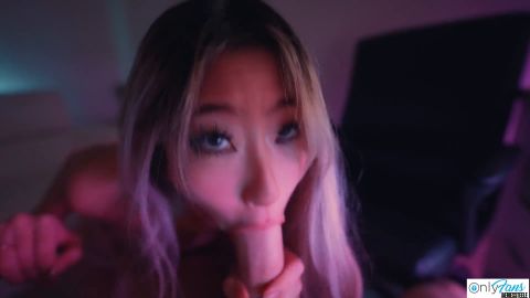 Aeries Steele - SEXY Asian Teen Raya Steele Massages My Cock With Her Throat! [FullHD 1080P]