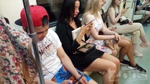 Hidden-Zone.com- Up3033 Under the skirt of a slender brunette in a short black dress. Our operator several times put