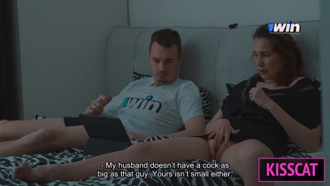 Kisscat - Step mom and Step son Watch Porn, Masturbate to Creampie Bliss in Share Bed Hotel Vacation [FullHD 1080P]