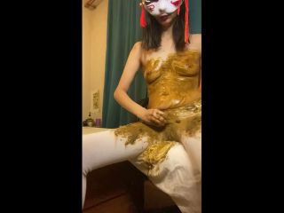 PooGirl – vomiting several times from chewing shit and shit in white pantyhose, fisting [HD] - Screenshot 6